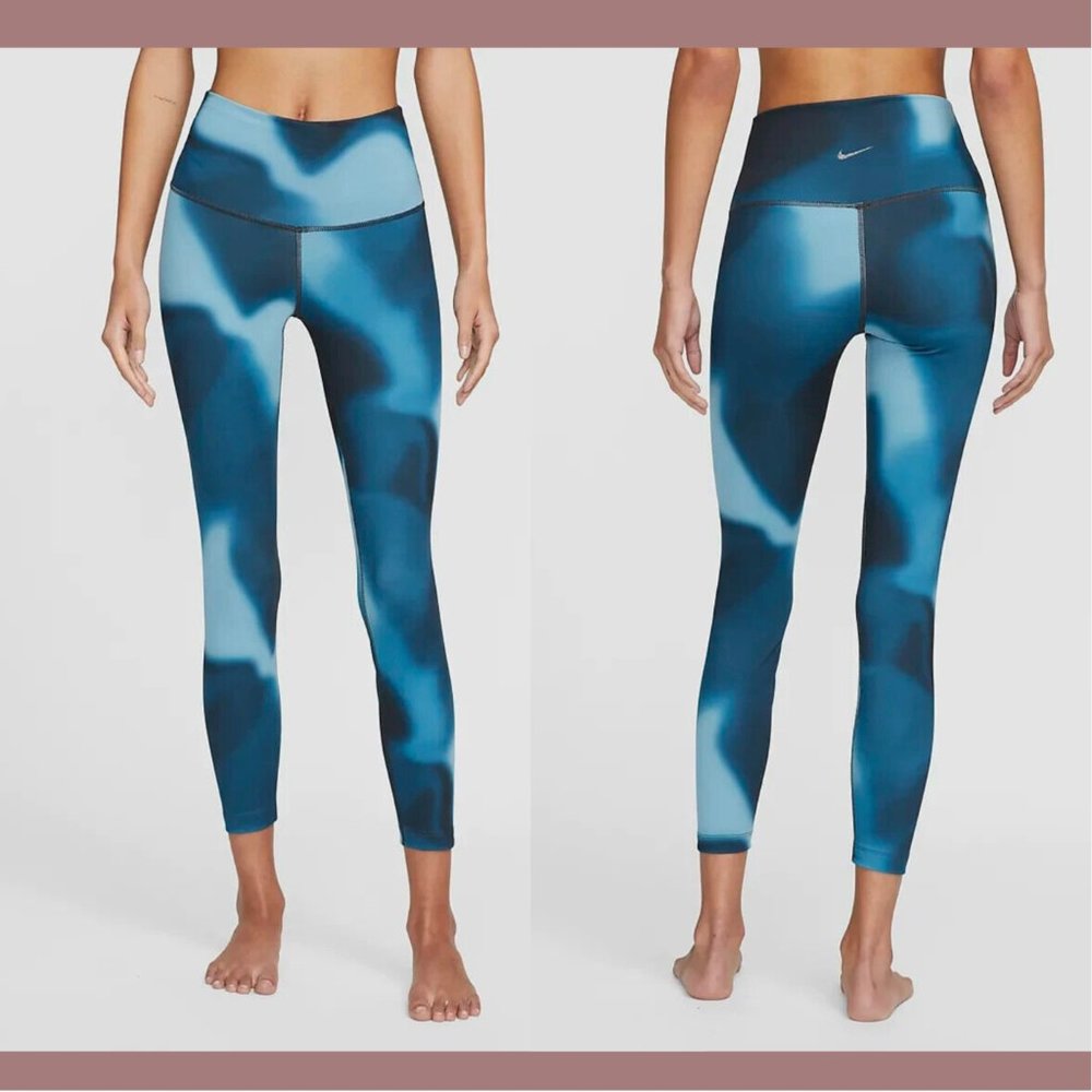 NWT $70 Nike Yoga [ XS ]‎ Dri-FIT 7/8 Tights in Marina Blue /Iron Grey